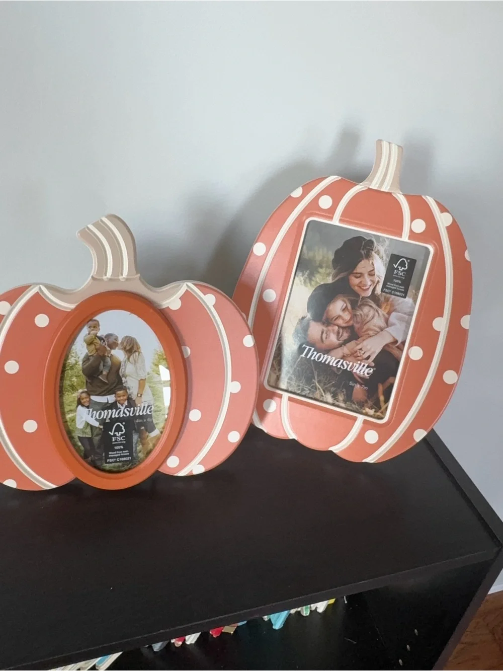 THOMASVILLE FALL ORANGE POLKA DOT PICTURE FRAMES SET 2 NEW